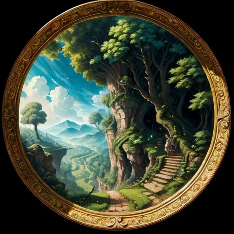 youthful Baroque Painting of a In a world where gravity is reversed, trees and plants grow downward from the sky, with background Earthy green , highly detailed<lora:AdvancedEnhancer:1.0><lora:AdvancedEnhancer:1.0>