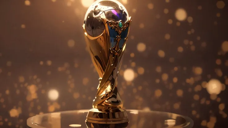 an awarded profesional photography of world cup trophy, award, (ultrasharp:1.3),(masterpiece:1.1),best qualit,(photorealistic:1.2),ultrarealistic,realistic 4k perfect quality,Cowboy shotMagnificent,Imperceptible detail,Intricately designed,