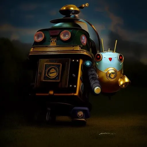 Dancing Pokemon, steampunk robot happy Funny cartoonish, by Gediminas Pranckevicius