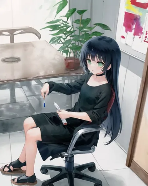 (PAsan), 1girl, solo, ink, sitting on chair, water color, green eyes
<lora:bocchi_extract_conv01_linear0005:1>