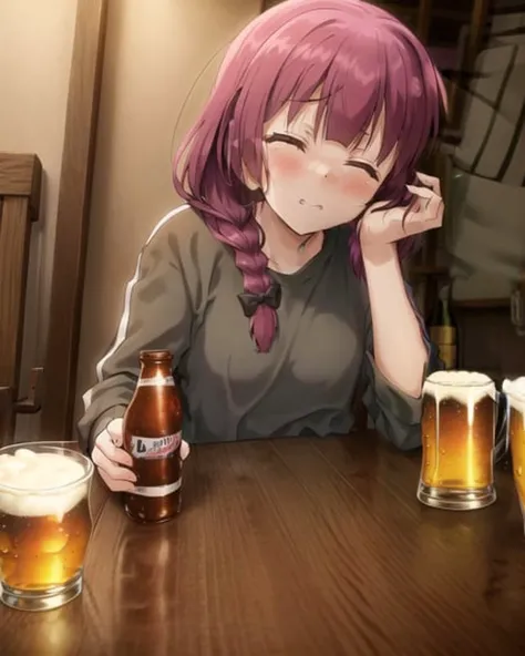(HiroiKikuri:1), solo, 1girl, masterpiece, best quality, cinematic angle, braid, beer bottles
<lora:bocchi_extract_conv01_linear0005:1>