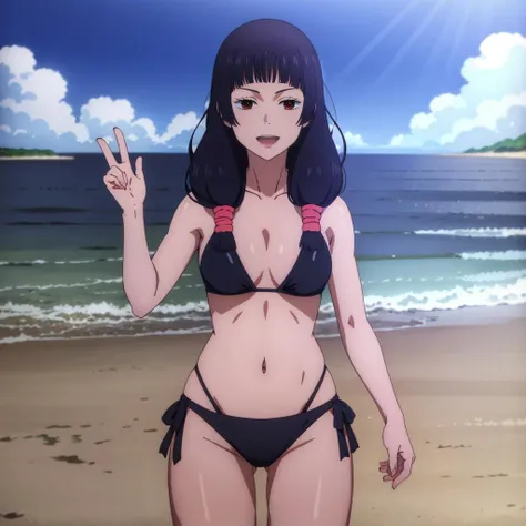 masterpiece,highres,high quality,extremely detailed,solo,
<lora:UtahimeIori2001:0.7>,looking at viewer,smile,open mouth,
UtahimeIori2,1girl,
bikini,ocean,beach,sunshine,stylish_pose,