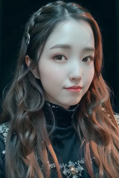 a beautiful empress smiling portrait, black hair, perfect eyes, clothes Santa robes, everything Christmas, snow, symmetrical, dramatic studio lighting, rococo, baroque, greens, asian, hyperrealism, closeup, D&D, fantasy, intricate, elegant, highly detailed, digital painting, artstation, octane render, 8k, concept art, matte, sharp focus