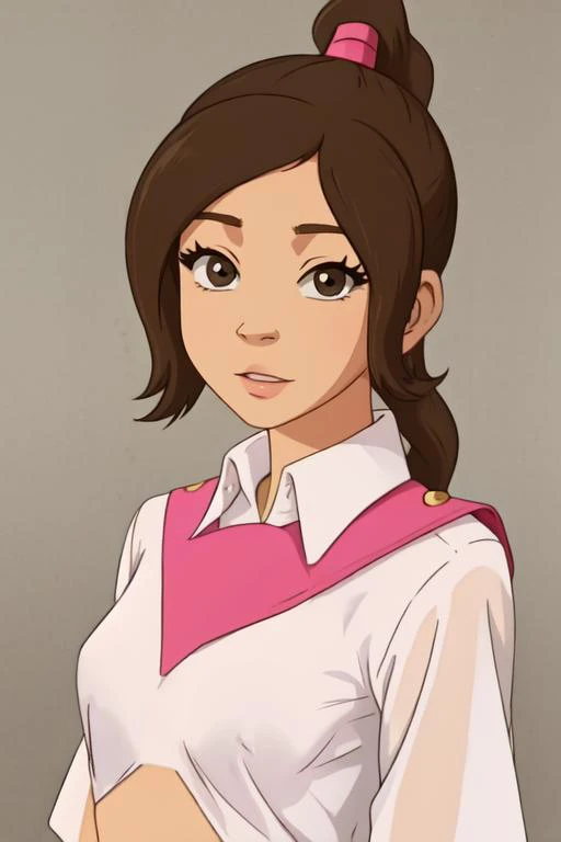 3/4 portrait, (facing the viewer), (looking at the viewer), solid background <lora:shirtliftv3:0.5> shirtlift,, <lora:wetshirt15_v1.1.0:1> wetshirt, <lora:Tylee:0.9> tylee, brown hair