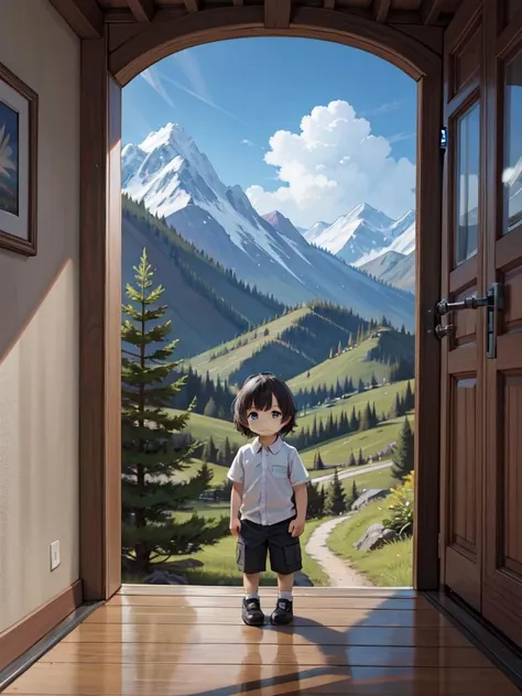 picture-perfect (-sized cin background, nature, 1girl, solo, full body)
