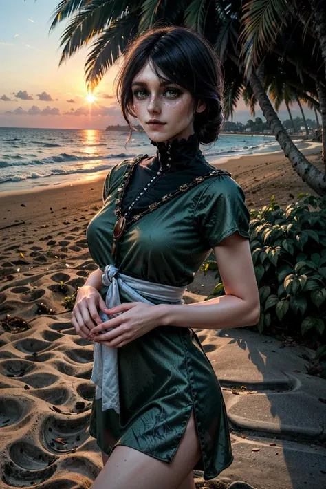 (masterpiece, best quality:1.3)
<lora:epi_noiseoffset2:1> <lora:add_detail:0.7> <lora:IrisEverecW-000001:0.9>
IrisEverecW, 1girl, solo, black hair, green eyes, at the beach, sexy minidress, palm trees, sundown cute freckles, gorgeous, elegant