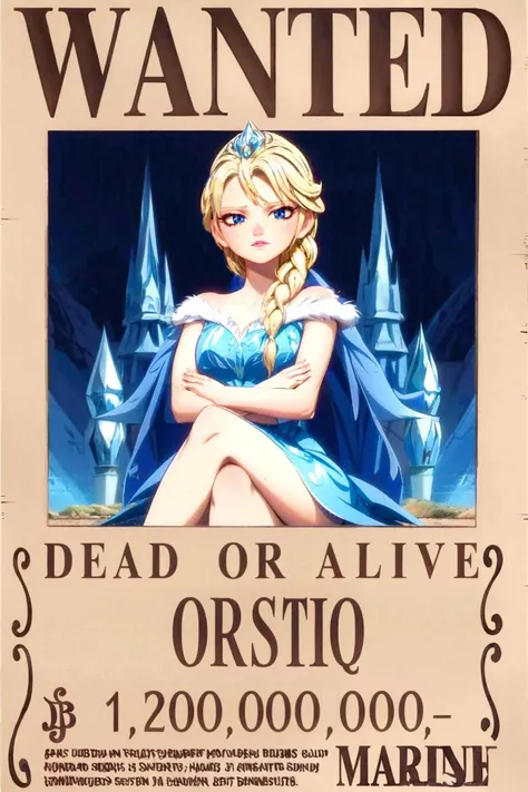 <lora:add_detail:1.0> <lora:elsa_of_arendelle:1.0> <lora:wanted_poster:0.7> elsa_of_arendelle, (chibi, emotion_defiant512:1.2), haizeiwang/\(wanted/\), ELSA text, single_braid, fur_trim, long_hair, tiara, blue_ice_dress, marble floor, (masterpiece, best quality, official art, famous artwork, golden ratio, epic composition:1.2)