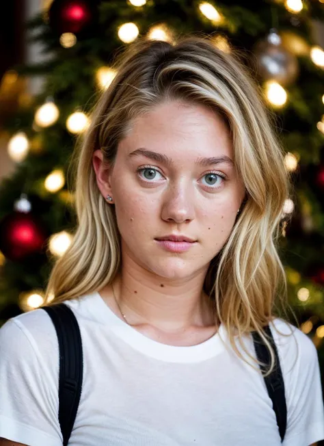 RAW photo of 20 years old alisonangel-ti, natural lighting, 8k uhd, dslr, high quality, film grain, Fujifilm XT3, <lora:add_detail:0.7>, by Peter Lindbergh, christmas theme, young, wearing shirt
