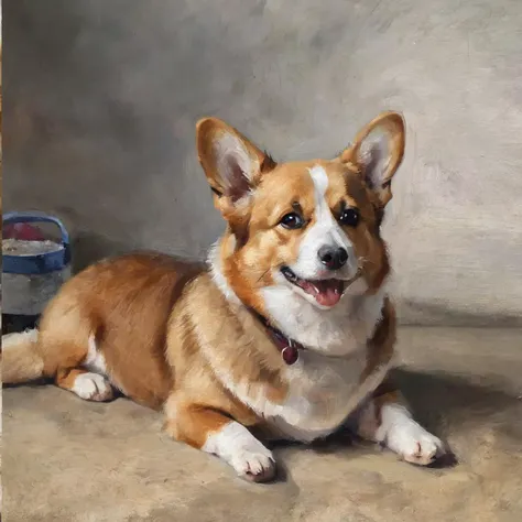 painting of a cute corgi  <lora:ClassipeintXL:1>