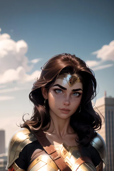 (masterpiece, best quality, art, sfw, by Krys Decker), 1girl, detailed eyes, long dark brown hairs, freckles, wonder woman, <lora:Krys_Decker_style_v1:0.8>