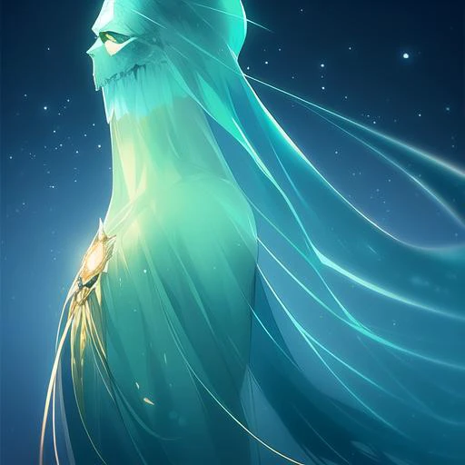 green blue ghost , death night, ,golden sea, no human, diamond, high quality <hypernet:ghost:1>