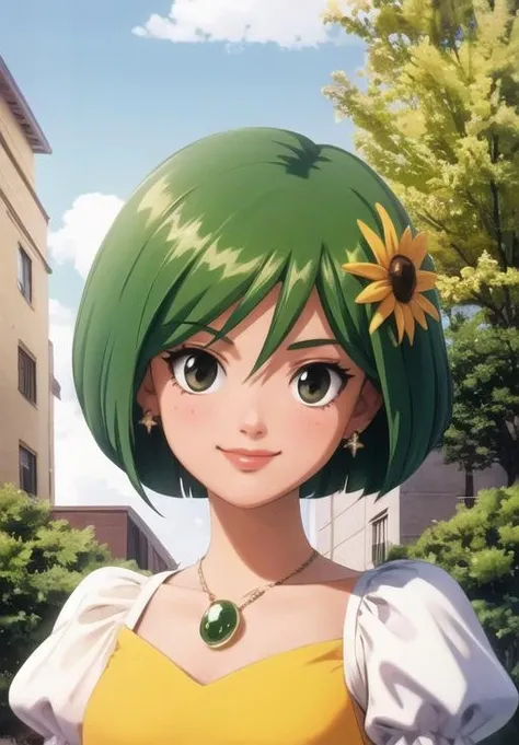<lora:Engel_Daisy:0.8>, Engel_Daisy, smirk, green hair, (masterpiece, best quality, detailed:1.3)