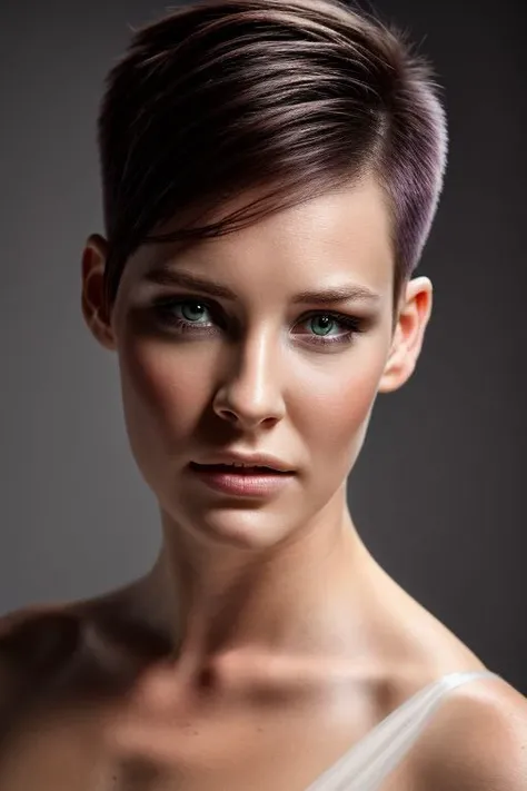 evgl, full color portrait of woman, (undercut hair:1.0),
masterpiece, best quality, sharp focus, 8k highres, ultra-detailed, rim light, (grey background:1.0),
<lora:CR-EvangelineLilly-frankyfrank2k:1>