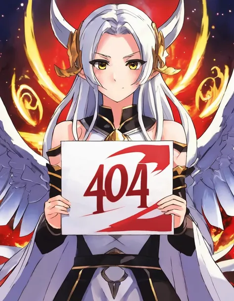 Watercolor painting <lora:404FFusionV2:1.4> 404, text 404, logo 404, Civitai404, ffusion404, a girl holding a sign with a number on it, the godess hera looking angry, albedo from the anime overlord, anime girl named lucy, mika kurai demon, nefarious smirk, white horns queen demon, symphogear, the goddess hera looking angry, anime monster girl, knights of zodiac girl, disgaea, best anime character design . Vibrant, beautiful, painterly, detailed, textural, artistic