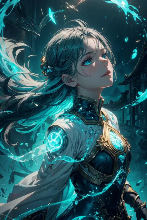 <lora:add_detail:0.5>, <lora:FZB_line_weights:0.4>, <lora:realistic:0.1>, <lora:sharpen-soften:-0.1>,
1 girl, adult ukrainian woman, teal eyes, dark red dutch braid,
portrait, (bloody scars:0.7), looking up, solo, half shot, detailed background, (<lora:CreationMagic:0.6>, ethereal creation, creationmagic theme:1.1), angelic face, determined smile, holy avenger, dynamic pose, floating pebbles, green steel plate armor, coat of arms, divine ray of light, emitting heavenly glow, bright clouds, illuminated by beacon of light, reflections, ancient temple, peaceful atmosphere, energy blasts, hair blowing in wind,
nardack, <lora:LoconLoraNardack_v10:0.3>,