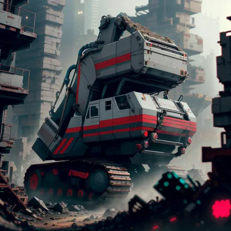 NESStyle a cyberpunk quarry filled with mechanical loaders and neon lights, <lora:NESStyle:1>, (Masterpiece:1.3) (best quality:1.2) (high quality:1.1)