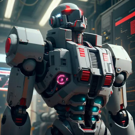 NESStyle solo, upper body, looking up, detailed background, detailed face, (<lora:DecorationBundlev2:0.6>, CircuitBoardAI, electronic theme:1.1), android, cyborg, mechanical limbs, mechanical eyes, wires, high-tech, dynamic pose, steel, gadgets, powered by fusion, particle effects, bright Silver lights, reflections, cosmic space in background, cinematic atmosphere,, <lora:NESStyle:1>, (Masterpiece:1.3) (best quality:1.2) (high quality:1.1)