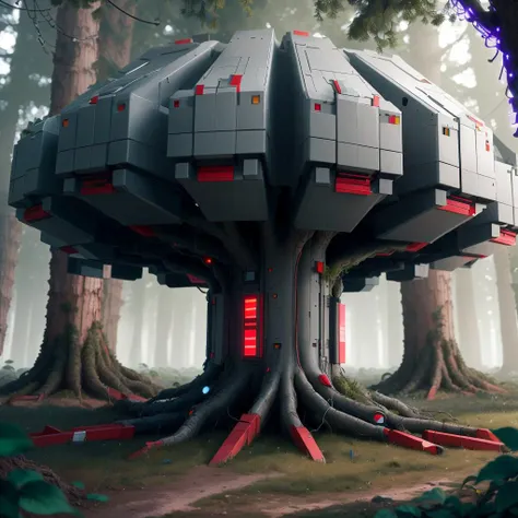 NESStyle trees intertwined with cybernetic wires in a futuristic forest, <lora:NESStyle:1>, (Masterpiece:1.3) (best quality:1.2) (high quality:1.1)