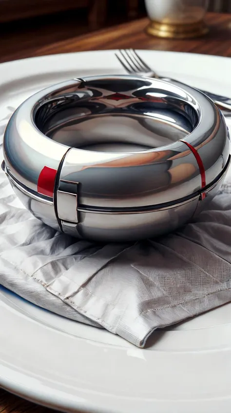 NESStyle polished silver napkin ring, <lora:NESStyle:1>, (Masterpiece:1.3) (best quality:1.2) (high quality:1.1)