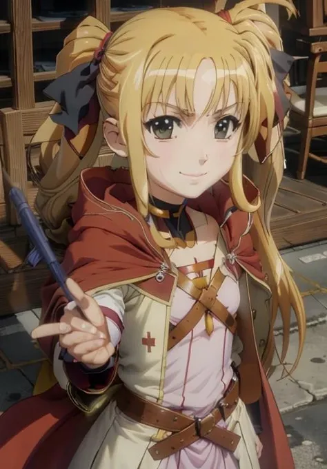 anime screencap, <lora:MagicalGirlLyricalNanoha:0.8> FateTestarossa, smile, (magical, magnificent, masterpiece:1.3)