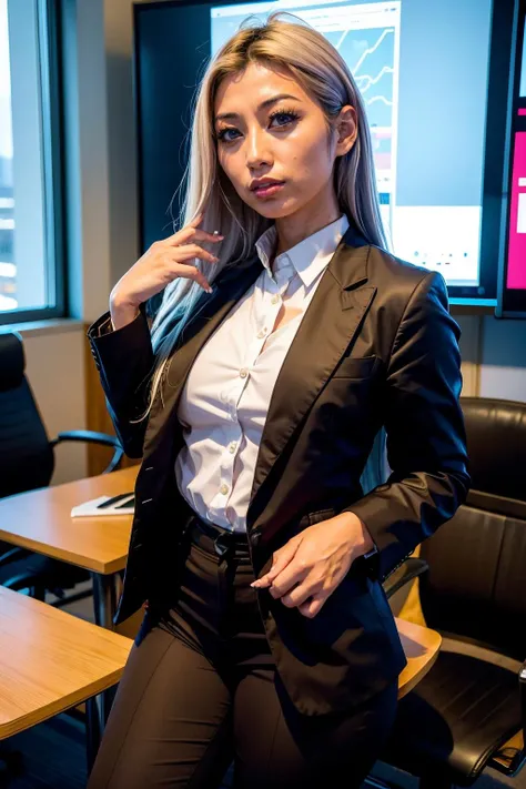 sukiyuki3, a woman wearing business suit in a meeting <lora:sukiyuki3:1>