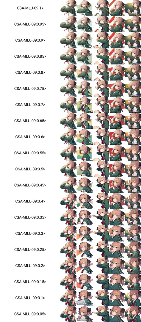 (masterpiece, best quality), HoshiakariCSA,
BREAK, 1girl, solo,
BREAK,  HachijouKC, (black) hair ribbon, (red) neck ribbon, (long sleeves) serafuku, (green) jacket, (green) sailor collar, (green) pleated skirt, (white) socks, (pom pom) clothes, (black) loafers, blue eyes,
BREAK,  oblique portrait, upper body shot, seductive smile, white background,
BREAK,  <lora:CSA-MLU-09:1>, <lora:Hachijou:1>