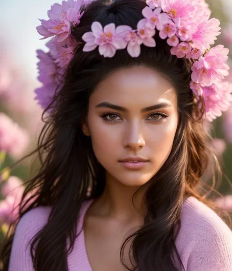 professional photo shoot of an woman, wearing a (long sweater, subtle make-up, long hair), ((sitting in a beautiful blooming flower garden, cuddling a cute puppy)), spring, daylight, sunrise, ((detailed skin, realistic skin, pores, detailed face)), natural colors, insane details, (masterpiece, best quality, ultra-detailed, best shadow), high contrast, (best illumination), ((cinematic light)), colorful, hyper detail, dramatic light, intricate details, (1 girl, solo, sharp face) , ultra detailed artistic photography, dreamy, backlit, shadows, ultra high definition, 8k, ultra sharp focus, intricate artwork masterpiece, realistic eyes, ultra high quality model, soft lighting, film photography, analogue photography, hyperrealism,jlucas, <lyco:Jlucas:1.0>