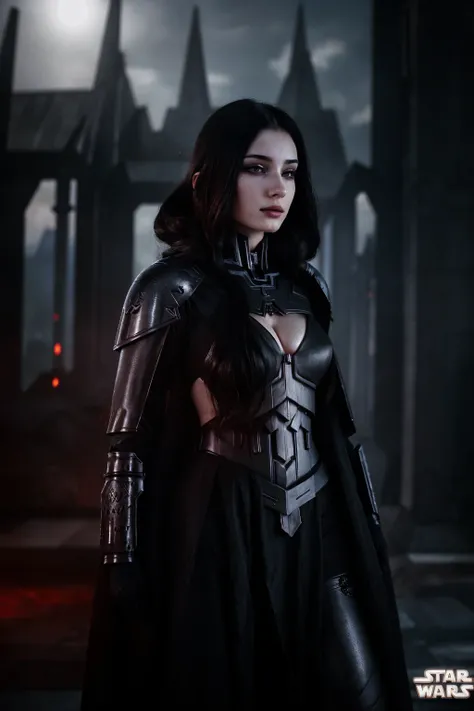 high quality, closeup portrait of woman as a Sith, rich, sci-fi armored sthoutfit with long sleeves, (pale:1.3), pretty face, serious face, adult, perfect body, dynamic pose, cinematic, studio photo, (dark theme:1.1), Sith temple background, star wars parody, sci-fi, edgdeathknight <lora:edg_DeathKnight:0.4>  <lora:detail_slider_v4:0.5> <lora:add_saturation:0.4> <lora:sthoutfitV2:0.7>