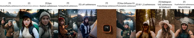 1 woman((upper body selfie, happy)), masterpiece, best quality, ultra-detailed, solo, outdoors, (night), mountains, nature, (stars, moon) cheerful, happy, backpack, sleeping bag, camping stove, water bottle, mountain boots, gloves, sweater, hat, flashlight, forest, rocks, river, wood, smoke, shadows, contrast, clear sky,
analog style (look at viewer:1.2) (skin texture)
(film grain:1.3), (warm hue, warm tone)