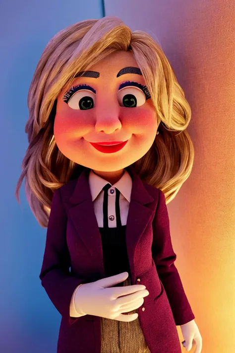 photo of a puppet of hillary clinton, realistic, unity 8k, best quality, ultra detailed, aesthetic, perfect lighting