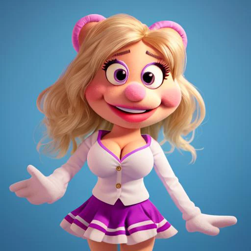 pretty puppet cheerleader <lora:Puppet:.5>, big tits, cute button nose