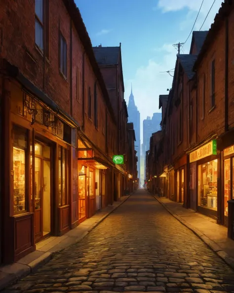 steampunc, A huge city in warm colors