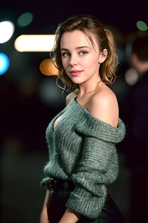 photo of seductive (m4lc0ck:0.99), a beautiful woman, perfect hair, (modern photo), (French Blue off-shoulder sweater), closeup portrait, 85mm, (analog, cinematic, film grain:1.3), (Futuristic dystopian city viewpoint with AI-controlled energy distribution networks:1.2), detailed eyes, seductive pose, (epicPhoto), (looking at viewer:1.1), (cinematic shot:1.3), jewelry, (natural lighting, lit from above)