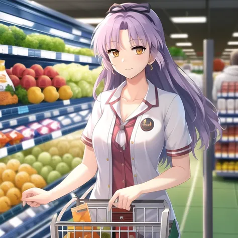 adult renne colorful plain clothes buying groceries in the supermarket, masterpiece, best quality, extremely detailed CG unity 8k wallpaper