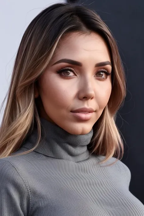 a photo of (4m1r4k:0.99), a woman (wearing a turtleneck jumper), on a premiere movie event, standing on the red carpet, (focus on face:1.2), (masterpiece:1.2), (photorealistic:1.2), (bokeh), (best quality), (detailed skin:1.2), (intricate details), (8k), (HDR), (cinematic lighting), (sharp focus), (close-up:1.4)