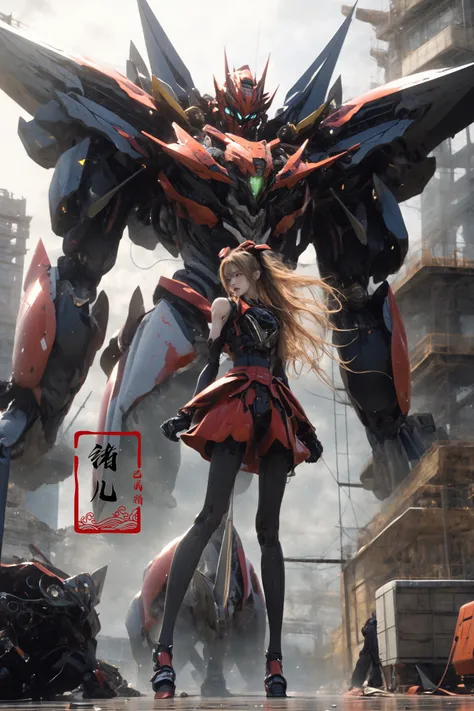 Mecha(dramatic, gritty, intense:1.4),masterpiece, best quality, 32k uhd, insane details, intricate details, hyperdetailed, hyper quality, high detail, ultra detailed, Masterpiece, super vista,
Epic CG masterpiece, Asuka Langley Soryu,hdr,dtm, full ha, in the style of mecha anime, like a god The dancing long knife charging forward battlefield, the burst meteor, the fierce battle of fighting with his life, 8K, ultra detailed graphic tension, dynamic poses, stunning colors, 3D rendering, surrealism, cinematic lighting effects, realism, 00 renderer, super realistic, full - body photos, super vista, super wide Angle, HD
Factory, machinery, luminescence, light pollution, cyberpunk
1girl, solo,(masterpiece), (best quality), mecha,battle, glowing, night,  science_fiction, signat,(Armor rusted:1.2)(At night:1.1),(white hair:1.1)(Optical wing deployment:1.5),
(Light pollution, laser sword in hand:1.2) (Slim body, long legs:1.1)mecha musume, flying, floating, skinny, thrusters, heavy weapon, cannon,Realistic light, high-precision shadows,ray tracing,8k,3d,Realistic style,Attack action, dynamic perspective,Very detailed detail, very nice texture,white,Collapsed house,(more drone:1.1),Floating cannon,(War damage:1.1), mechanical arms, headgear,
full body,Realistic skin, realistic light and shadow, Exposed collarbone, exposed shoulders{an extremely delicate and beautiful girl}(Combat posture:1.3),(ruins battlefield:1.5),light,3d,Unreal 5(Mechanical parts emit light:1.3)(light pollution:1.3)sweat(long legs:1.3),( very long hair:1.3),(Damaged clothes:1.3)tear,(injured:1.2),(There is a halo behind:1.1),Lens Halo,(very long Mechanical skirt:1.8),(very long mechanical cape:1.1),
Facing the audience,(Raising the weapon in hand:1.1),(messy hair:1.2), (Is attacking the audience with a weapon in hand:1.1)black clother,( wet hair:1.4)(Black transparent pantyhose:1.1)(light anger:1.1)(More halos:1.5)(Floating cape and skirt:1.1)(evil smile:1.1), (red ribbon),(Blood on face:0.8),
<lora:~Q?-g:u2 Mecha:0.8> <lora:~Q?-feAsuka Langley Soryu:0.6>