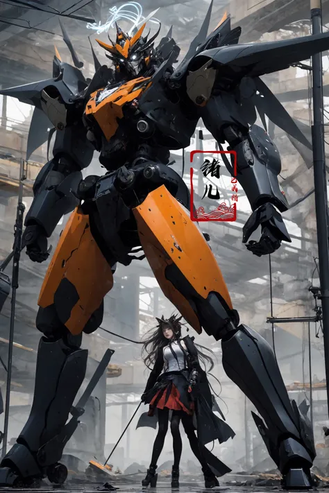 Mecha(dramatic, gritty, intense:1.4),masterpiece, best quality, 32k uhd, insane details, intricate details, hyperdetailed, hyper quality, high detail, ultra detailed, Masterpiece, super vista,
Epic CG masterpiece, Asuka Langley Soryu,hdr,dtm, full ha, in the style of mecha anime, like a god The dancing long knife charging forward battlefield, the burst meteor, the fierce battle of fighting with his life, 8K, ultra detailed graphic tension, dynamic poses, stunning colors, 3D rendering, surrealism, cinematic lighting effects, realism, 00 renderer, super realistic, full - body photos, super vista, super wide Angle, HD
Factory, machinery, luminescence, light pollution, cyberpunk
1girl, solo,(masterpiece), (best quality), mecha,battle, glowing, night,  science_fiction, signat,(Armor rusted:1.2)(At night:1.1),(white hair:1.1)(Optical wing deployment:1.5),
(Light pollution, laser sword in hand:1.2) (Slim body, long legs:1.1)mecha musume, flying, floating, skinny, thrusters, heavy weapon, cannon,Realistic light, high-precision shadows,ray tracing,8k,3d,Realistic style,Attack action, dynamic perspective,Very detailed detail, very nice texture,white,Collapsed house,(more drone:1.1),Floating cannon,(War damage:1.1), mechanical arms, headgear,
full body,Realistic skin, realistic light and shadow, Exposed collarbone, exposed shoulders{an extremely delicate and beautiful girl}(Combat posture:1.3),(ruins battlefield:1.5),light,3d,Unreal 5(Mechanical parts emit light:1.3)(light pollution:1.3)sweat(long legs:1.3),( very long hair:1.3),(Damaged clothes:1.3)tear,(injured:1.2),(There is a halo behind:1.1),Lens Halo,(very long Mechanical skirt:1.8),(very long mechanical cape:1.1),
Facing the audience,(Raising the weapon in hand:1.1),(messy hair:1.2), (Is attacking the audience with a weapon in hand:1.1)black clother,( wet hair:1.4)(Black transparent pantyhose:1.1)(light anger:1.1)(More halos:1.5)(Floating cape and skirt:1.1)(evil smile:1.1), (red ribbon),(Blood on face:0.8),
<lora:~Q?-g:u2 Mecha:0.8>
