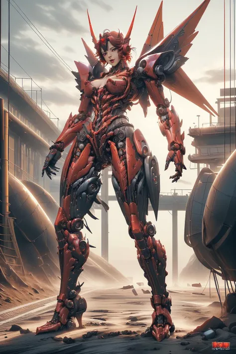 1girl, naked, nsfw, <lora:TransformersStyle:0.6> TransformersStyle, red hot rod road warrior, Mecha, <lora:Mecha_20230825030533:0.6>
