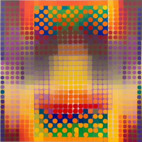 escarapela (cockade) Le Parc a rainbow colored circle with a white background abstraccion geometrica, circulos, circles, orange, yellow, red, blue, purple, violet, cockade, escarapela, circular stripes <lora:LeParc_AI_LoRA_XL_v2.0:1>