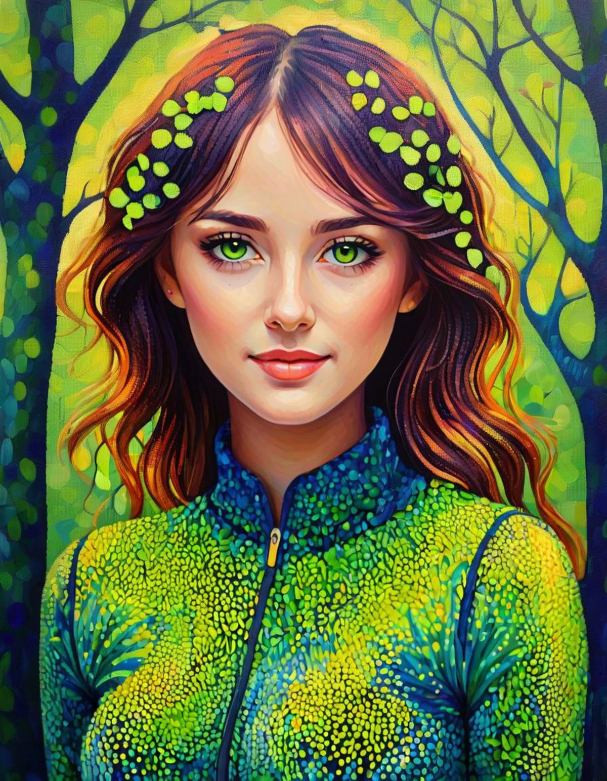 everything is overlapping pointillist dots, impressionist painting of a cute girl (Australian, student, tight leggings), (pointilist painting:2), (pointilism:1.5), (paint dots:1.2), (abstract:1.1), analog painted pixels, impressionist painted dots (oil paint, paint texture, large dots, overlapping dots, heavy oil paint texture), painting by Monet, (overlapping dots:1.2), bare trees with new leaves (freshly budding, spring bud green, small), (cute girl (pointillist):1.5),
<lora:LeParc_AI_LoRA_XL_v2.1:0.75>,