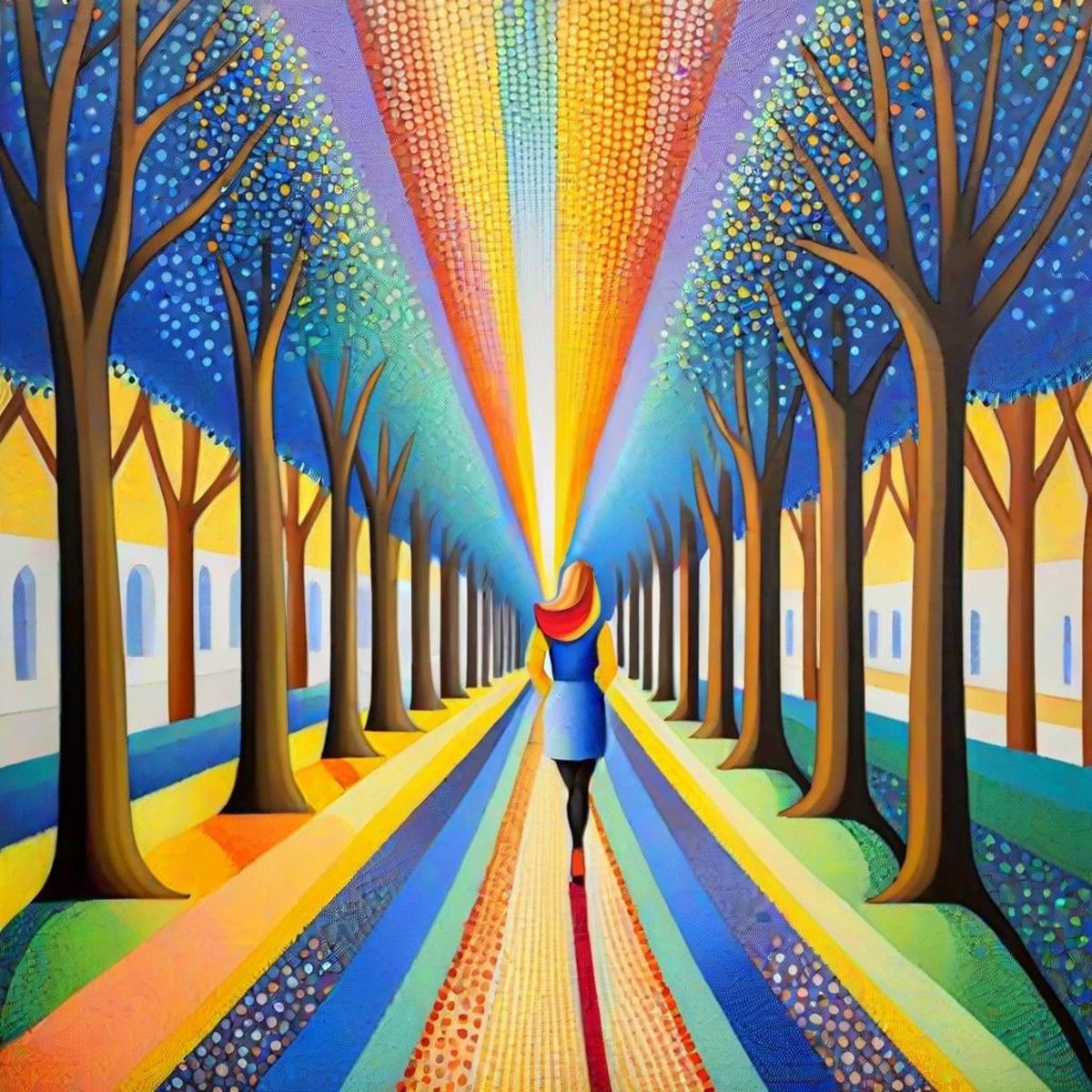 pointilist painting, very abstract, pointilism, cute student, tight leggings, early spring, cold day, university, tree lined path, <lora:LeParc_AI_LoRA_XL_v2.0-000010:1.00>,
<lora:CuteLora:0.50>,