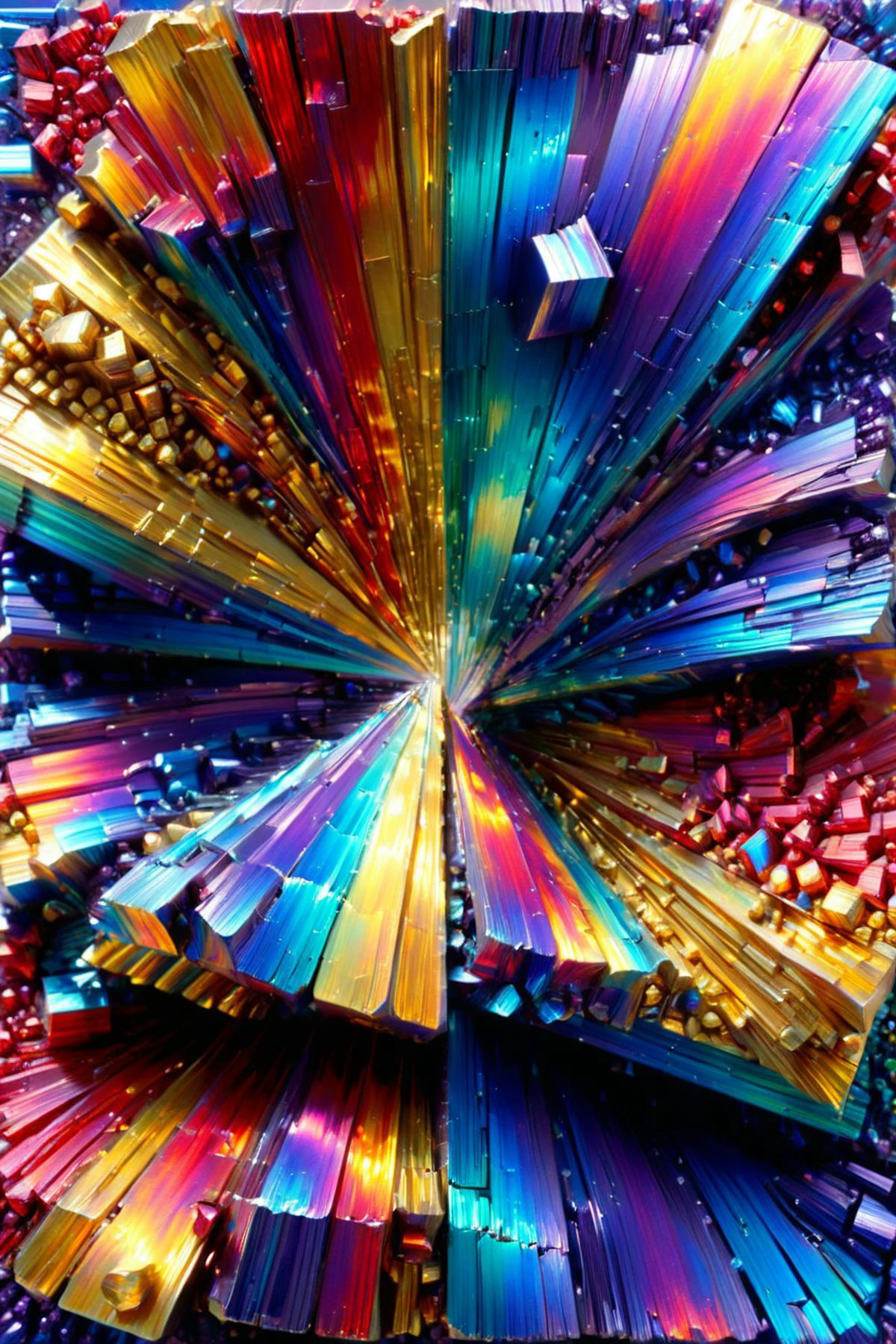 ral-bismut,<lora:ral-bismut:1>,le parc,<lora:LeParc_AI_LoRA_XL_v2.1:0.9>,SDS_Particle_Flow,<lora:sdxl_++:0.4>,
Decorative paintings of bismuth metal blocks,rectangles,triangles and lines,red,yellow,blue,purple,