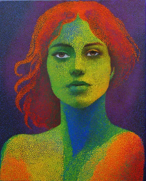 gouache painting in drybrush technique as visible impasto oil painting. in focus în center entire whole body of a Beautiful eyes gracile redhead lady with very beautiful face, 18 year old, in tempting pose, complete body visible, nude, beautiful drawn green eyes, unveiled, naked, perky pointy peary breasts, having a mysterious small smile, artistic nude in alluring position, kinky indecent, complete body visible in tempting pose. impasto expressive painterly opaque painting. Correct drawn eyes. Visible bold brush marks. Create an evocative oil painting inspired by Malcolm Liepke, bCapture the intense, introspective expression of the young subject using thick, Incorporate earthy tones, deep blues, and warm browns to create a harmonious and inviting composition. Highlight the emotional depth and vulnerability in the subject's gaze, emphasizing the play of light and shadow on their face. Maintain a simple, textured background that complements the subject's contemplative presence. Focus on the tactile quality of the oil paint to convey the raw emotion and intimacy characteristic of Liepke's style.