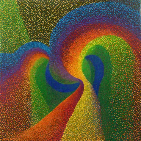 ((wave)) made of rainbow colored particles of light Le Parc abstraccion geometrica green, blue, pointillism, puntillismo, rainbow, red, orange, yellow, purple, violet, particles, puntos, points (detailled) ((masterpiece)), (top quality) <lora:LeParc_AI_LoRA_XL_v2.1:1>