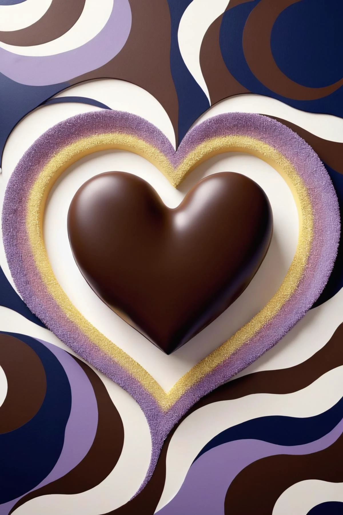 le parc,<lora:LeParc_AI_LoRA_XL_v2.1-000020:1>,
Decorative painting composed of heart pattern,chocolate material,white,lavender and navy flora soft four colors,3D vector art,cute and quirky,fantasy art,water effect color,bokeh,Adobe Illustrator,hand painting,digital painting,low polygon,soft lighting,top view,isometric style,retro aesthetic,character focus,4K resolution,realistic photo rendering,use Cinema 4D,sweet,