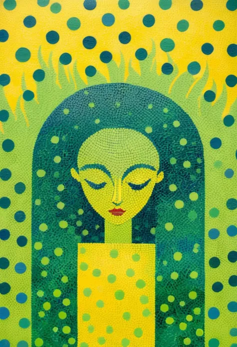 pattern of pointilist dots, cute girl, (pointilist painting:2), (pointilism:2), (paint dots:2), (abstract:1.1), analog painted pixels, impressionist painted dots (oil paint, paint texture, medium size, overlapping, pixels), painting by Monet, girl by LeParc, very overlapping dots, late winter, bare trees, new leaves (freshly budding, spring green, yellow green, small)
<lora:LeParc_AI_LoRA_XL_v2.1:1.00>,