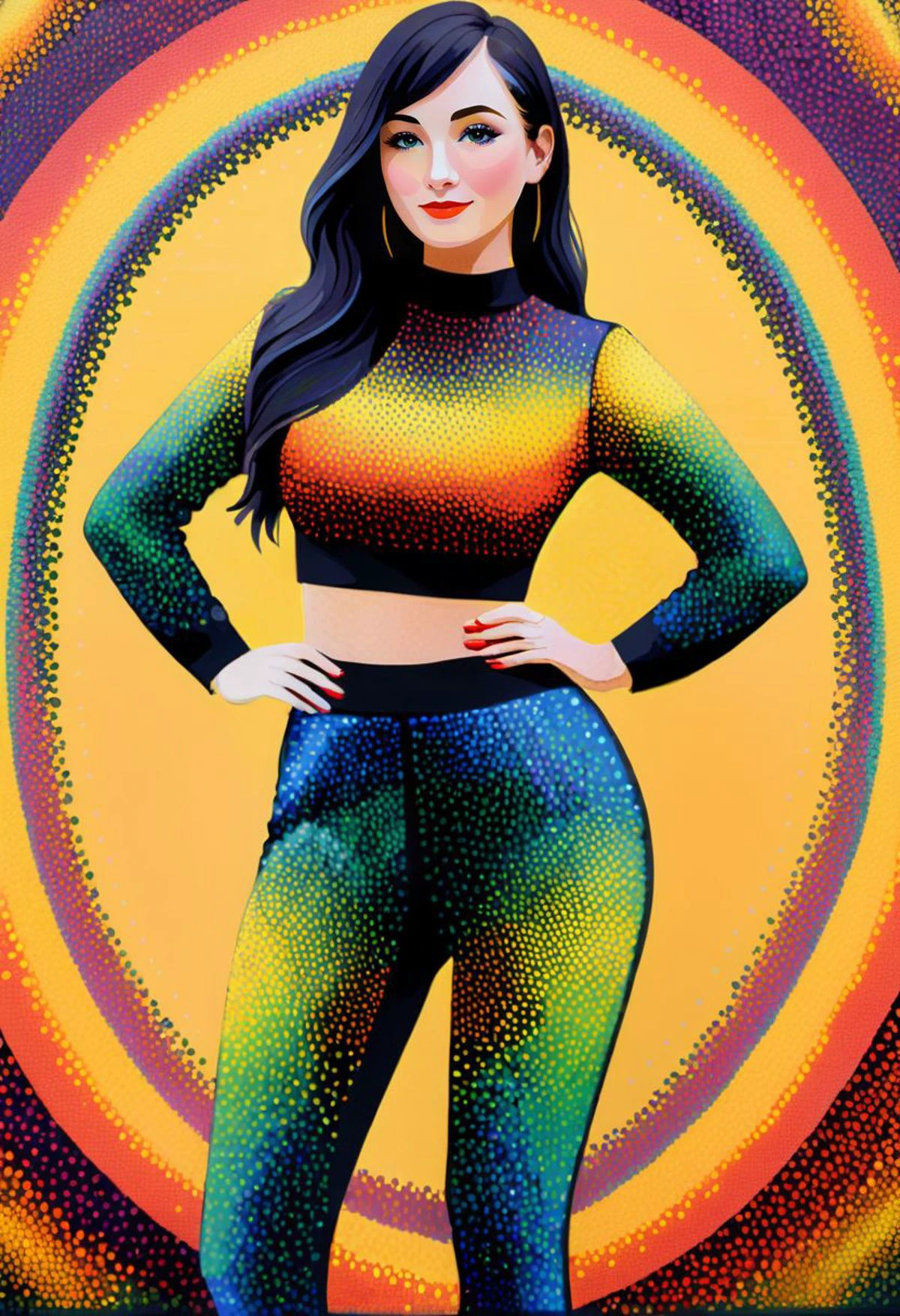 pattern of pointilist dots, cute girl, (pointilist painting:2), (pointilism:2), tight leggings, (paint dots:2), (abstract:1.1), analog pixel art, impressionist painted dots,
<lora:LeParc_AI_LoRA_XL_v2.1:1.00>,