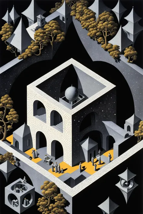 Abstraction,futuristic science fiction,The projection of a four-dimensional space in a three-dimensional world,
le parc,<lora:LeParc_AI_LoRA_XL_v2.1-000020:1>,art by escher,<lora:Escher_Blend:0.0.3>,