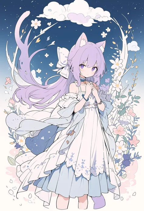 no_lineart,ethereal,blue sky,cloud,summer,scenery,pastel \(medium\),thin lines,light lines,delicate outlines,soft colors,muted colors,pastel tones,gentle shading,epic fantasy art,night,forest,flat color,watercolor \(medium\),nursery rhyme,girl,cat ears,cat tail,purple hair,purple eyes,ponytail,hoodie,short shorts,spellbook,perfect anatomy,good hands,wide shot,bioluminescence,masterpiece,best quality,
BREAK
gentle world,nerd,(magic:0.7),cat ghost,(summoner magic:0.7),summon cat ghost,bright pupils,(cat girl,cat tail,cat ears:1.2),fit,petite,(slender:1.1),teenage,young,small chest,small breasts,purple hair,colorful,many colors,ponytail,dark purple eyes,intricate details,(((masterpiece))),Masterpiece,masterpiece,(masterpiece:1.2),(best quality:1.2),best quality,(((best quality))),((ultra-detailed)),(ultra-detailed),(top quality),(detailed light),((an extremely delicate and beautiful)),(beautiful detailed eyes),(glowing eyes:1),bracelet,jewelry,ponytail,
<lora:Expressive_H:0.7>,expressiveh,<lora:Kenva:0.7>,knva,<lora:add-detail-xl:0.7>,<lora:Shine_colorful_XL_15E2B3A3C_RT:0.5>,<lora:huoyanjingling_XL:1>,