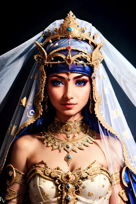 <lora:ramastyle:0.5> ramastyle only fools fall in love,cyborg sorcerors,a bride with veils at her wedding reception, perfect eyes, focused,